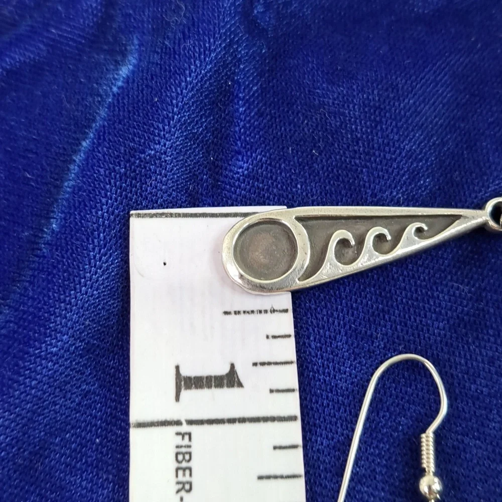 Sterling Silver Wave Dangle Hook Style Earrings - Picture 6 of 12
